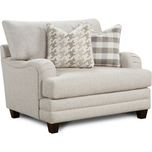 Accent Chair & a Half in Off White Performance Wool Like Fabric with Pillows